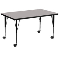 Flash Furniture – Table d’activités à hauteur ajustable, surface en stratifié de 36 x 72 x 1,25 po, gris-Gris/fini chromé, placage en stratifié, acier