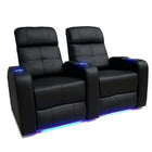 Valencia Verona Leather Air Home Theatre LED Manual Recliner, 2-Seats, Black (2-BLK-ML)-Wrapped in Premium Leather Air