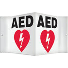 Accuform Signs Aed Glow-In-The-Dark Projection Sign, 8" x 8", Plastic, English With Pictogram-Display Type Bolt-On