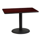 Flash Furniture 30" x 42" Rectangular Mahogany Laminate Table Top with 24" Round Table Height Base-Hospitality Table