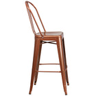 Flash Furniture Commercial Grade 30" High Copper Metal Indoor-Outdoor Barstool with Back-Seat Drain Hole assists in drying