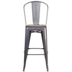Flash Furniture 30" High Clear Coated Barstool with Back & Wood Seat-Bistro Style Bar Stool