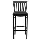 Flash Furniture HERCULES Series Black School House Back Metal Restaurant Barstool - Black Vinyl Seat - 2 Pack-Set of 2 Metal Dining Bar Stools