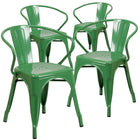 Flash Furniture Chaise pour intérieur / extérieur en métal vert avec appuis-bras-Quantité de pile: 8