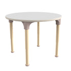 Flash Furniture Bright Beginnings 33" Round Commercial Grade Wooden Adjustable Height Classroom Activity Table - Beech/White-Floor Protector Plastic Glides Prevent Indoor Flooring Damage
