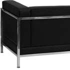 Flash Furniture – Sofa contemporain en cuir Hercules Imagination avec garnitures en inox, noir-Dimensions du siège : 17 1/4 haut. x 66 1/4 larg. x 22 prof. (po); Dimensions du dossier : 10 1/2 haut. x 66 1/4 larg. (po)