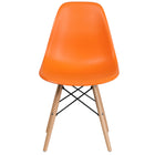 Flash Furniture Elon Series Orange Plastic Chair with Wooden Legs-Accent Side Chair