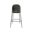 Plata Import Velvet Stool with Black Legs - Grey-Metal / Velvet