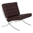 Nicer Furniture Pavilion Style Leather Chair - Dark Brown-Meets architectural specifications of the original design. The frame is constructed from heavy gauge 1.1/8 wide 12mm flat polished to a mirror like shine stainless steel and reassuringly heavy.