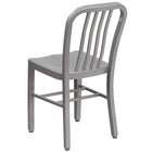 Flash Furniture Commercial Grade Silver Metal Indoor-Outdoor Chairs-Curved Vertical Slat Back