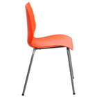 Flash Furniture HERCULES Series Orange Stack Chair with Lumbar Support & Silver Frame-Stacks up to 5 Chairs High