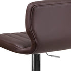 Flash Furniture Contemporary Brown Vinyl Adjustable Height Barstool with Vertical Stitch Back & Chrome Base-Swivel Seat