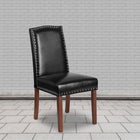 Flash Furniture HERCULES Hampton Hill Series Black Leather Parsons Chair with Silver Accent Nail Trim-CA117 Fire Retardant Foam