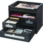 Victor Wood Tidy Tower Desktop Organizer, Midnight Black (5500-5)-Open slot for often used reference materials