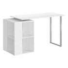 Monarch Specialties 7600 Computer Desk - 55"L/White Left Or Right Facing-A sleek and spacious computer desk with strong u-shaped silver metal leg support, perfect for a laptop or as a writing desk.