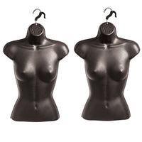 Eddie's Female Hanging Shirt Forms - PVC - Black - 2 Pack (155728-2)-Female Hanging Shirt Forms