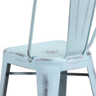 Flash Furniture Commercial Grade 24" High Distressed Green-Blue Metal Indoor-Outdoor Counter Height Stool with Back-Cross Brace under seat provides extra stability