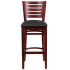 Flash Furniture Darby Series Slat Back Mahogany Wood Restaurant Barstool - Black Vinyl Seat-Wood Dining Bar Stool