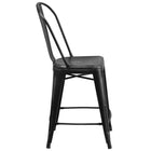 Flash Furniture Commercial Grade 24" High Distressed Black Metal Indoor-Outdoor Counter Height Stool with Back-Seat Drain Hole assists in drying
