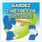 Eddie's Vinyl "Gardez une distance de 2 m" Social Distancing Decal - 7.5" x 7.5" - French-Easy to understand graphics and messaging