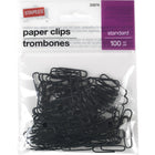 Staples Standard Vinyl-Coated Paper Clips - Black - 100 Pack-Vinyl clips slide easily