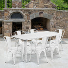 Flash Furniture 31.5'' x 63'' Rectangular White Metal Indoor-Outdoor Table Set with 6 Stack Chairs (ET-CT005-6-30-WH-GG)-Galvanized Steel, Metal, Rubber