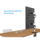 ShoppingAll Dual Vertical Monitor Desk Stand-The adjustable arm can tilt +/-20-degrees, swivel 180-degrees, and rotate 360-degrees. Monitor can be placed in portrait or landscape positions.