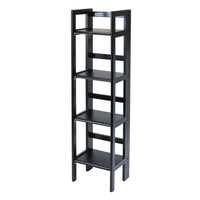 Winsome 4-Tier Folding Shelf, Narrow, Black-Use it in the bathroom for your towels, in the kids room for their stuff toys or in an office for books or files.