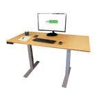 Uncaged Ergonomics 48" RISE-UP Electric Height Adjustable Desk - Natural Bamboo/Grey-Tabletop is solid bamboo, natural in colour, with a grey steel frame