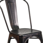 Flash Furniture – Chaise empilable en métal avec accoudoirs pour l’intérieur et l’extérieur, noir/or patiné (CH31230BQ)-Finition enduite de poudre dorée antique et noire