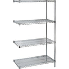 Kleton Heavy-Duty Chromate Wire Shelving, Add-On Kit, 5 Tiers, 72" W x 74" H x 24" D-Depth: 24"