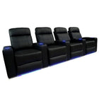 Valencia Piacenza Leather Air Manual Home Theater Recliner With LED Lights, 4-Seats, Black (P4-BLK-ML)-Wrapped in Premium Leather Air