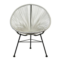 Plata Import Acalco Chair, White Seat, Black Frame (WR-1350-WHT)-Lounge Chair