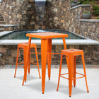 Flash Furniture Metal Indoor-Outdoor Bar Table Set, Orange with 2 Backless Barstools (CH31330B230SQOR)-27.75"W x 27.75"D x 40"H/Square