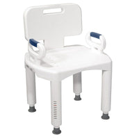 Drive Medical Bath Bench with Back and Arms-White, Plastic