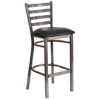 Flash Furniture – Tabouret de restaurant à traverses horizontales, métal pâle, siège en vinyle noir (XUDG697CBARBKV)-Capacité de poids de 500 lb