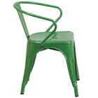 Flash Furniture Green Metal Indoor-Outdoor Chair with Arms-Stacks up to 8 Chairs High