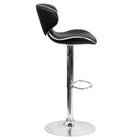 Flash Furniture Contemporary Cozy Mid-Back Black Vinyl Adjustable Height Barstool with Chrome Base-Black Vinyl Upholstery