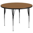 Flash Furniture 60'' Round Activity Table with Thermal Fused Laminate Top and Standard Height Adjustable Legs, Oak-Oak Laminate