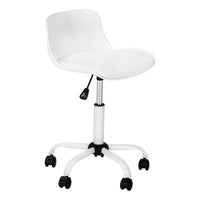 Monarch Specialties 7463 Multi-Position Office Chair - White -Low-back office chair for youth in white with a white metal base