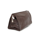 Ashlin Leather Cordasco Mid-Sized Dopp Kit Shave Bag, Dark Brown-Top zippered closure with front zippered section