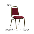 Flash Furniture – Chaise banquet empilable Hercules à dossier trapézoïdal, tissu bourgogne et structure dorée, 4/pqt-Coussin de siège épais de 1,5 pouces