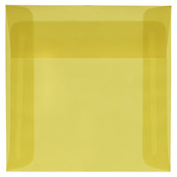 JAM Paper 6 x 6 Square Envelopes, Yellow Translucent Vellum, 100 Pack (PACV516g)-Primary yellow