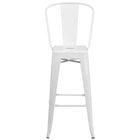 Flash Furniture Commercial Grade 30" High Metal Indoor-Outdoor Barstool with Back - White-White Powder Coated Frame Finish