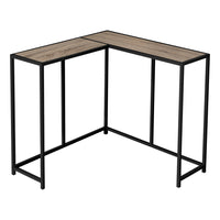 Monarch Specialties 2155 Accent Table - 36"L/Dark Taupe/Black Corner Console-Tabletop panels in a dark taupe wood-look finish offer ample display space