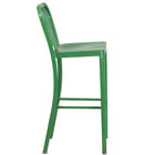 Flash Furniture Commercial Grade 30" High Green Metal Indoor-Outdoor Barstool with Vertical Slat Back - 2 Pack-Curved Vertical Slat Back