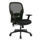 SPACE Professional Black Breathable Mesh Back Chair with Mesh Fabric Seat-Thick Padded Contour Seat and Breathable Mesh Back with Adjustable Lumbar Support.