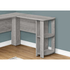 Monarch Specialties 7720 Computer Desk - Industrial Grey L-Shaped Corner/2 Shelves-Desktop is divided into 2 equal segments both 47 " in length