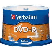 Verbatim DVD-R 16x 4.7GB, 50 Pack-Up to 16x DVD recording speeds