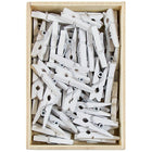 JAM Paper Wood Clothing Pin Clips, Small 7/8, White, 5 packs of 50, 250 Total (2230717360g)-Material: Wood